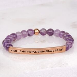 INSPIRE ME BRACELET. KIND HEART - FIERCE MIND - BRAVE SPIRIT Amethyst Bracelet.